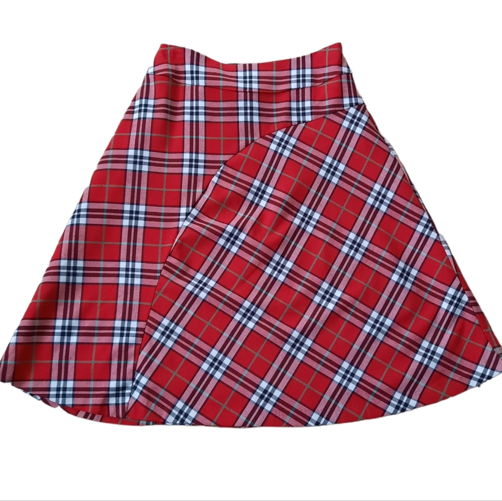 Hanna Anderson Red Plaid ALine Skirt Lined Womens Size Small Christmas Winter - Picture 1 of 15